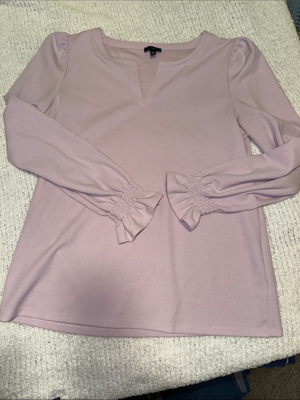 Lavender Long-Sleeve Split Neck Top